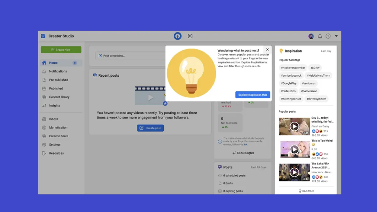 Facebook Creator Studio insights