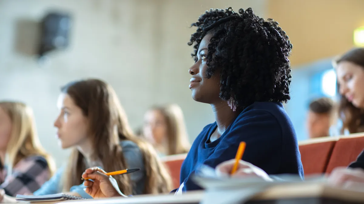 College student attending a class