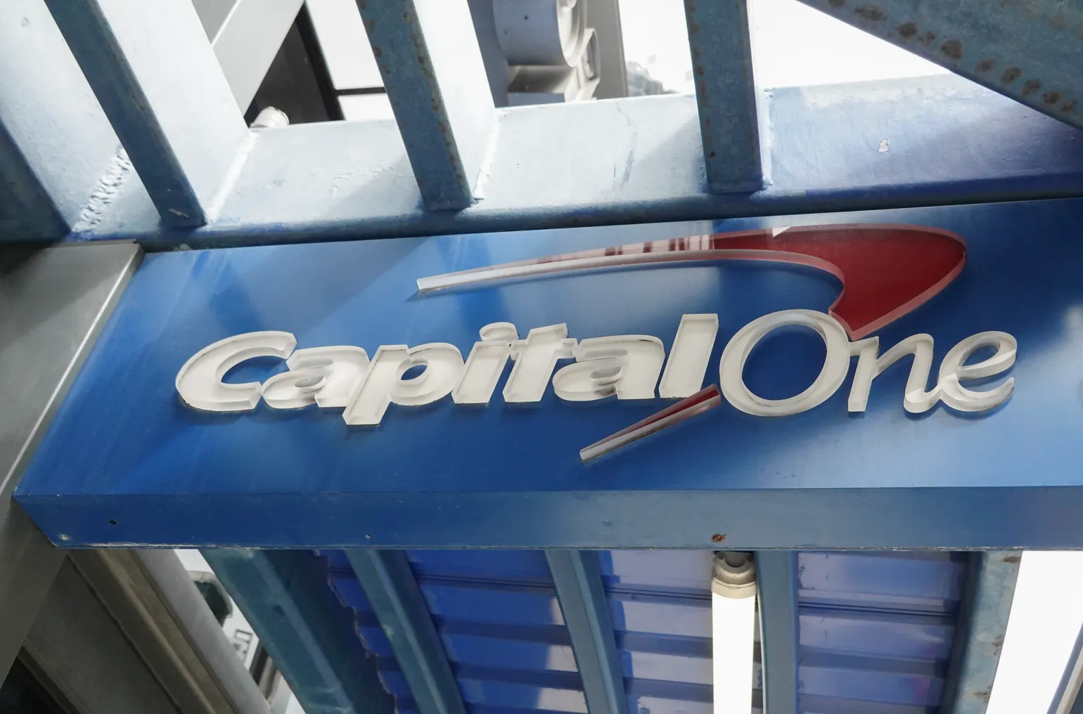 A Capital One sign is seen