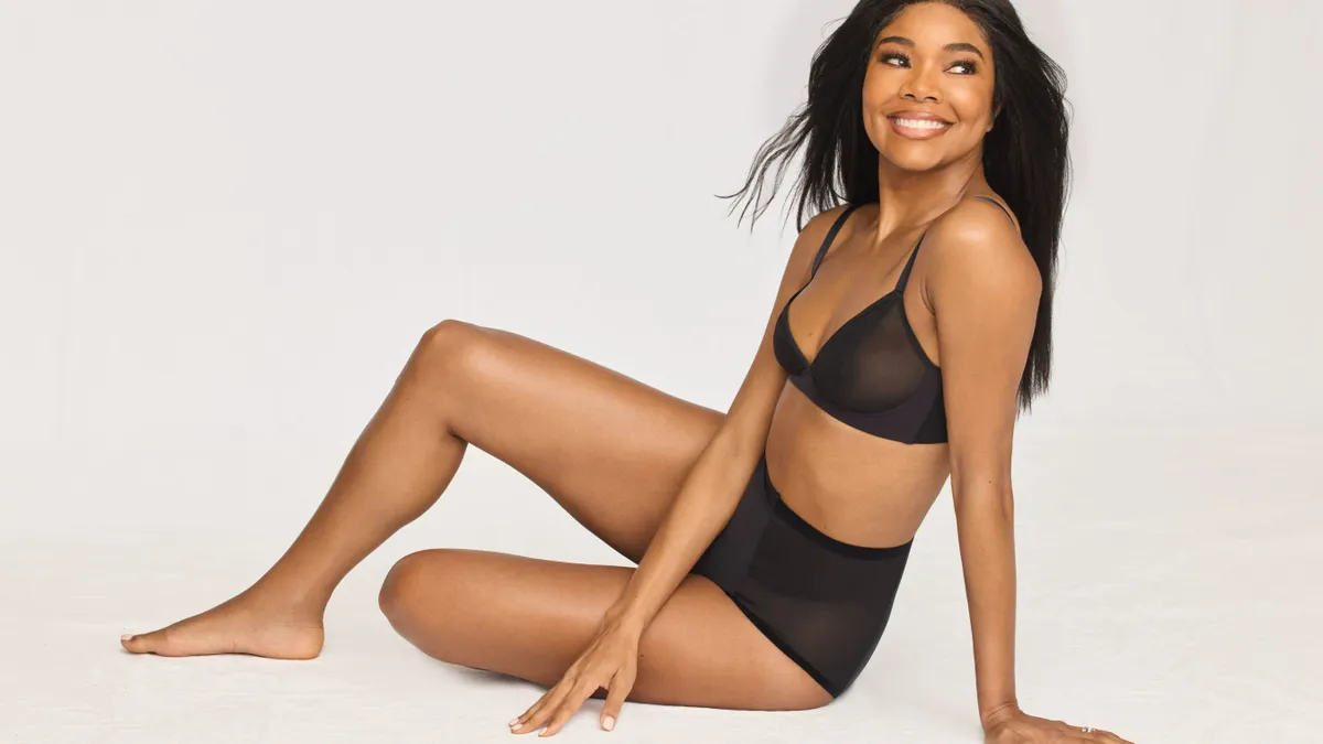 Global Brand Ambassador, Gabrielle Union in Knix's Mesh Bra and Light Leakproof No-Show Mesh High Rise underwear.