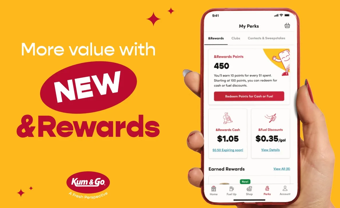 An image showing the updated &Rewards loyalty program, coming in summer of 2023,  on its app.