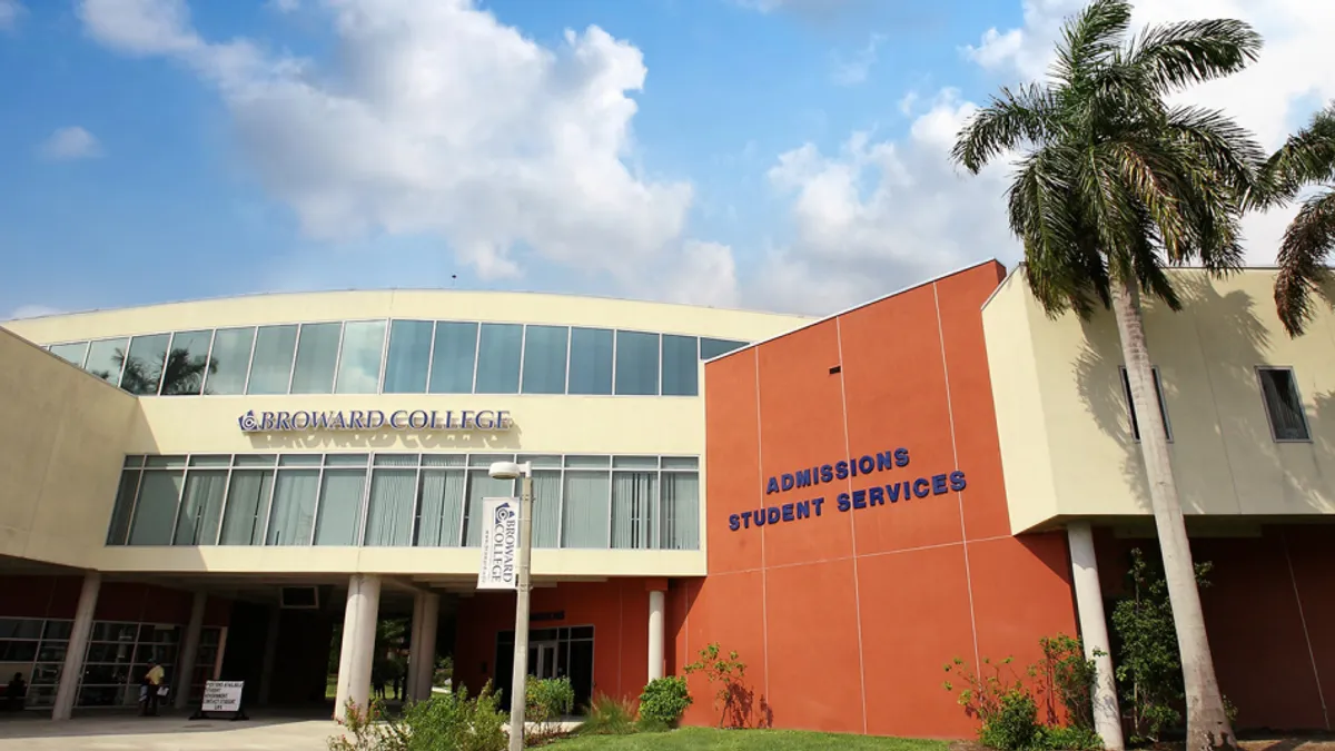 A view of Broward College's Admissions and Student Services building.