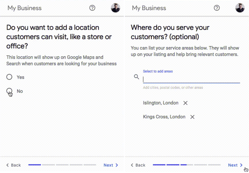 Google my Business location listings