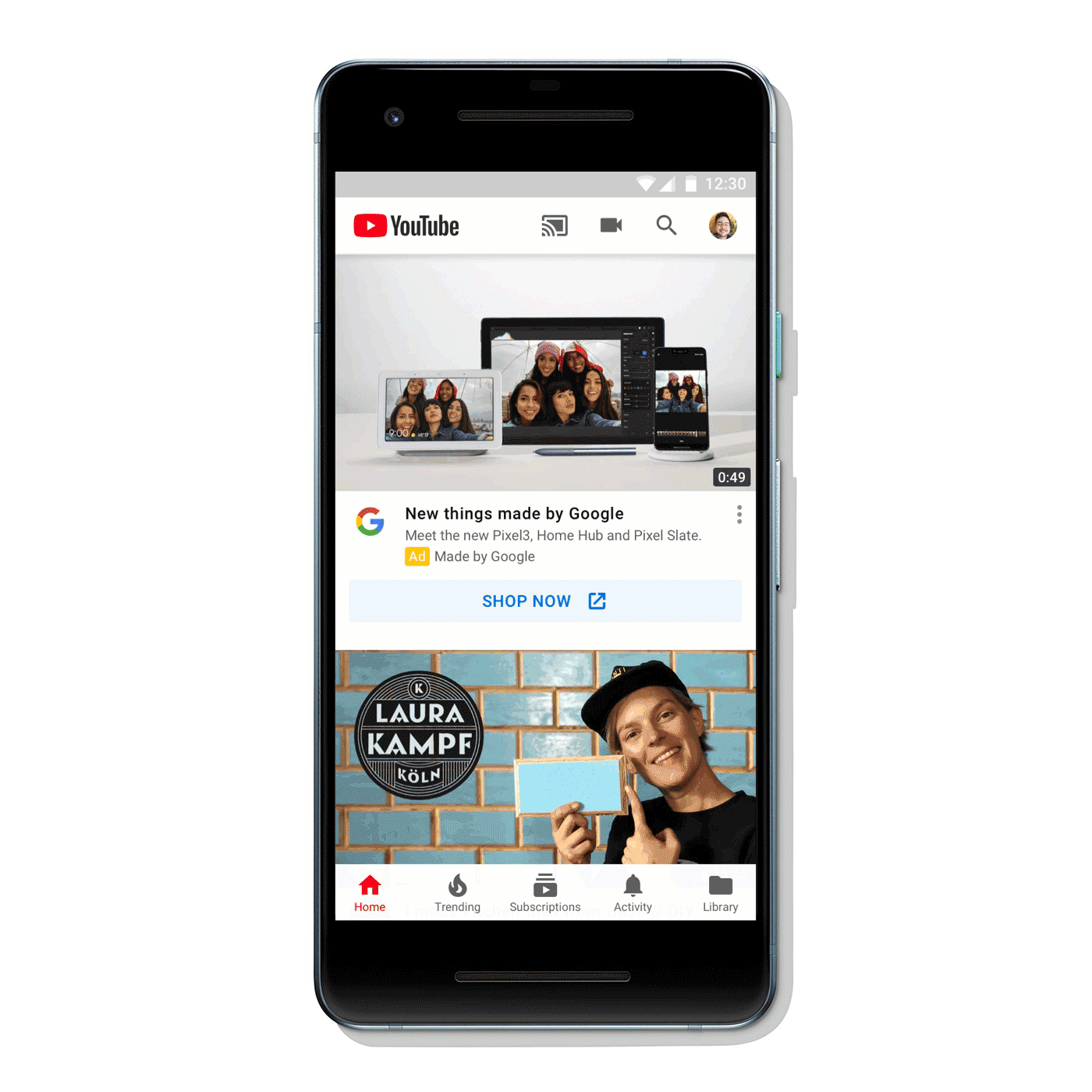YouTube home feed ads