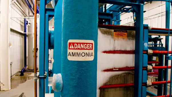 A view of an ammonia industrial refrigeration system
