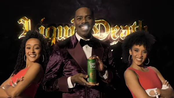 A Liquid Death ad in The Running Man