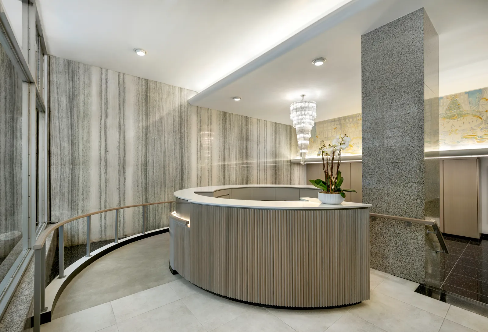 A gleaming Manhattan apartment lobby is also accessible