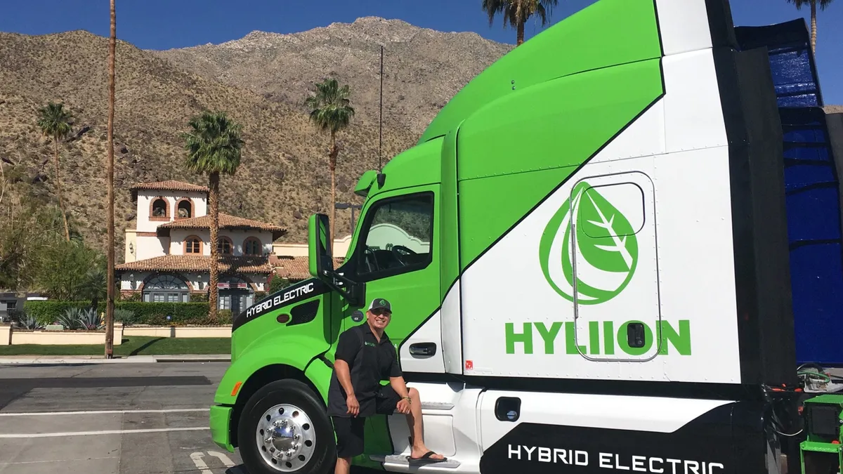 A Hyliion hybrid electric truck.