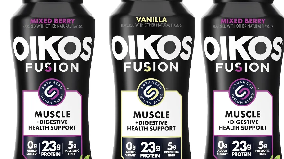 A bottle of Oikos Fusion.