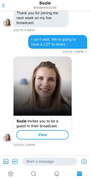 Twitter live stream DM