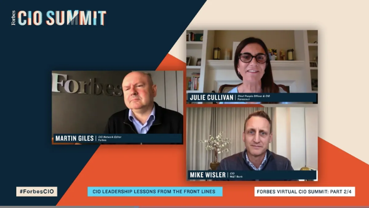 Forbes CIO Summit on August 5, 2020, featuring Forescout CPO and CIO Julie Cullivan, Mike Wisler, CIO, M&T Bank