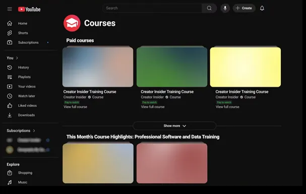 YouTube courses