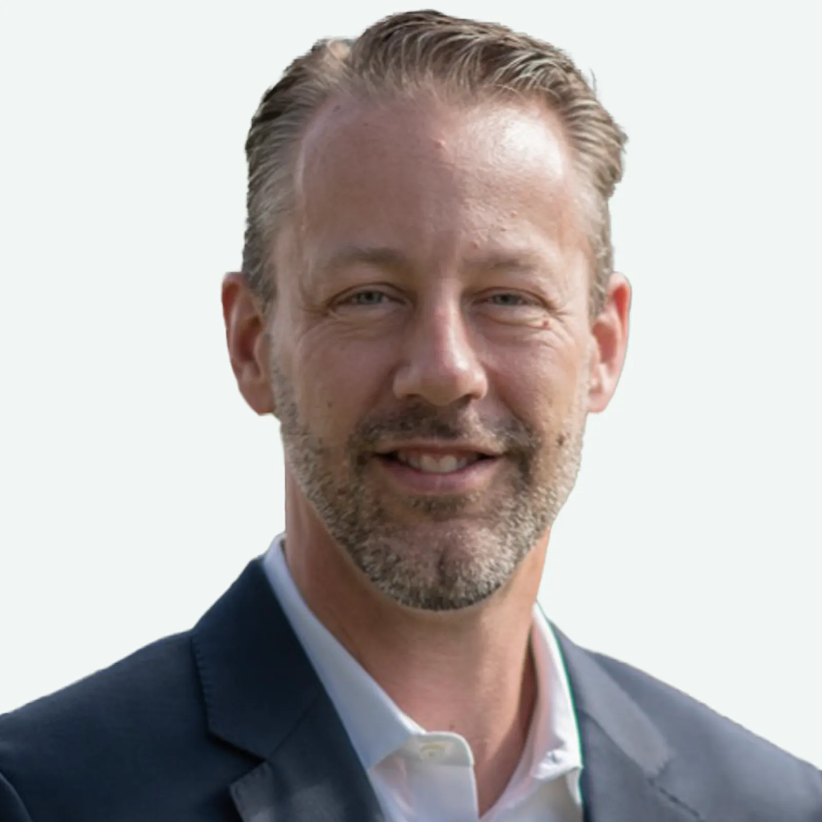 A headshot of a man wearing a suit against a white background.