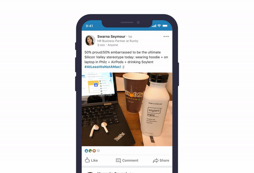 LinkedIn Reactions example