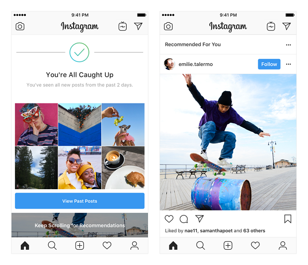 Instagram reccomendations