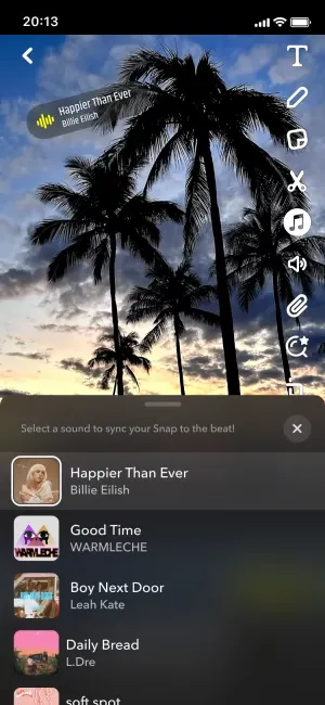 Snapchat sound sync