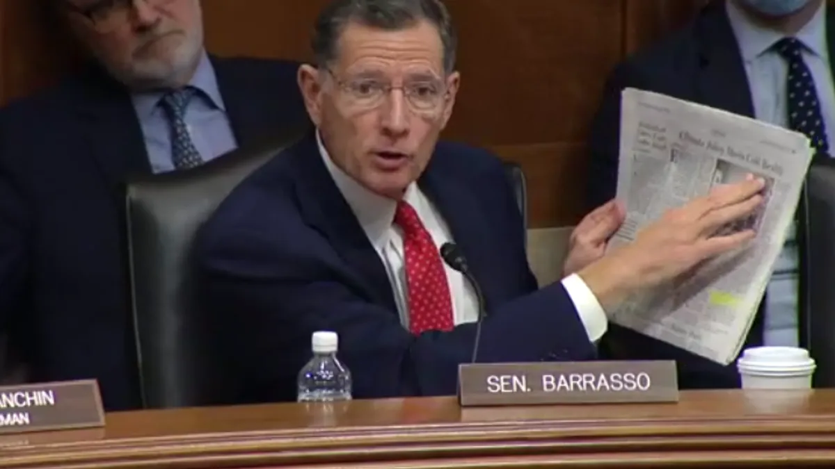 Sen. John Barrasso, R-Wyo, speaks at a Sept. 28, 2021 hearing of the Senate Committee on Energy and Natural Resources