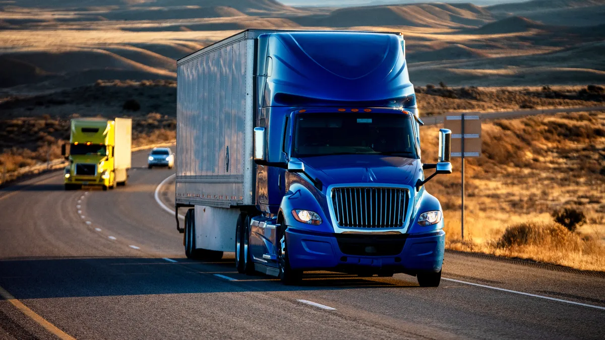 Generic truck rolling down highway