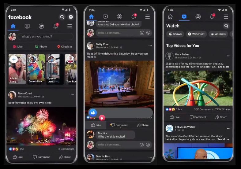Facebook dark mode