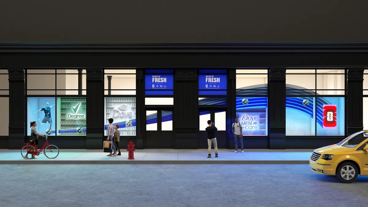 Mockup of Unilever brands in a retail setting