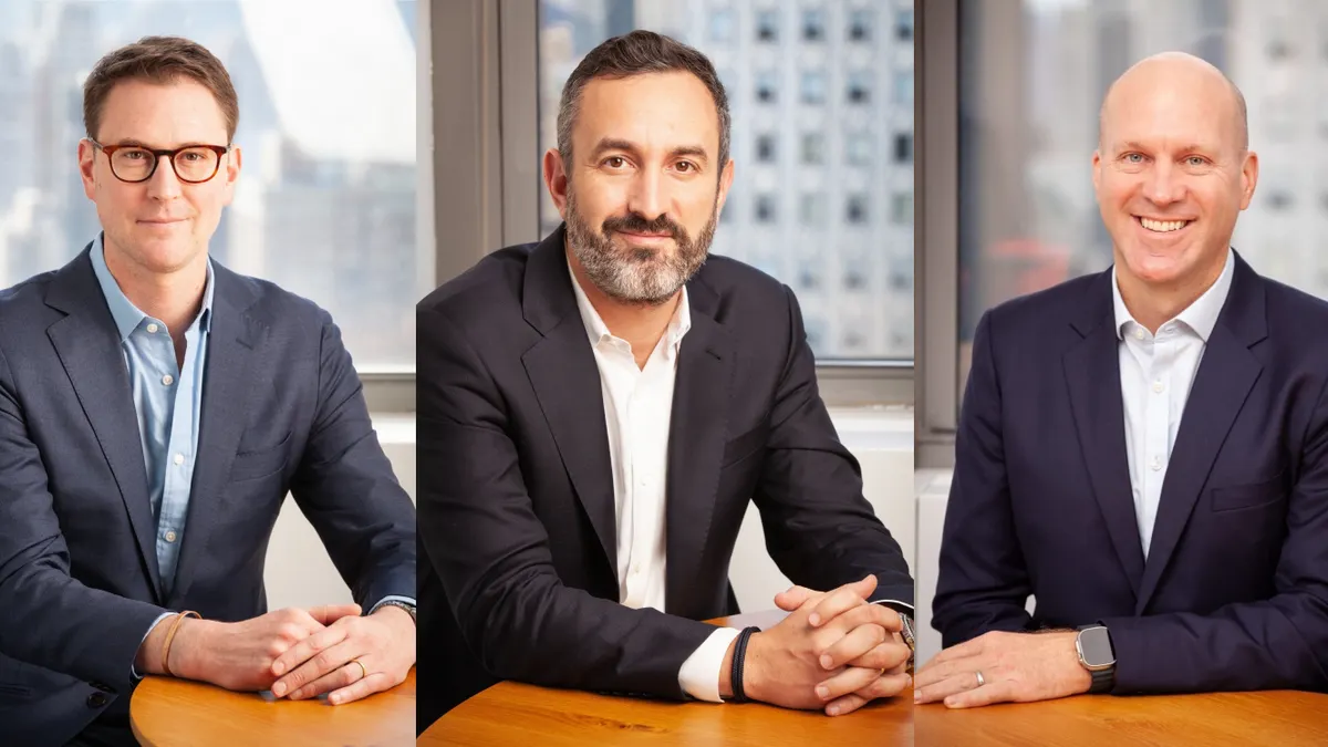 Left to right, headshots of Sam Hall, Aaron Kantoff and Tadd Wessel.