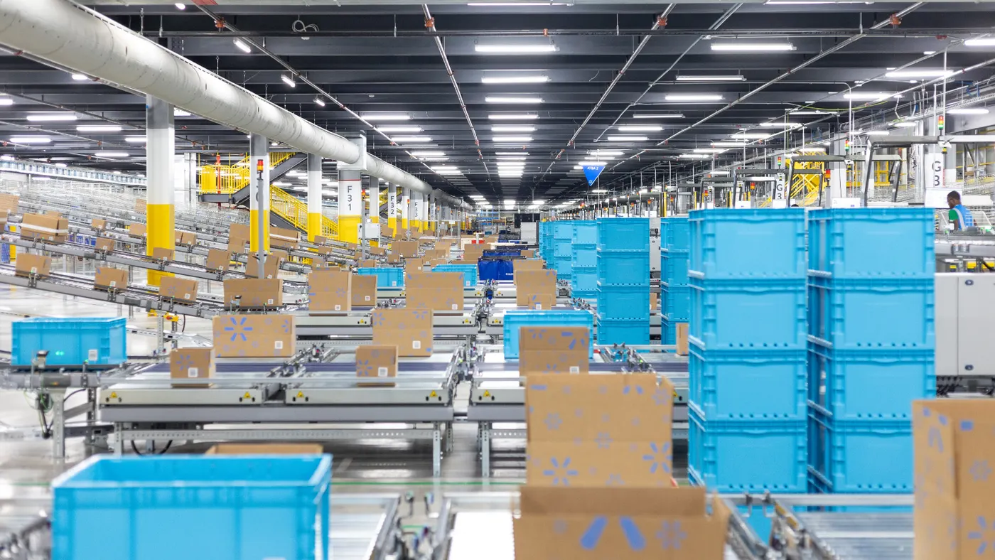 Inside of a Walmart distribution center