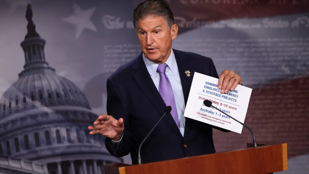 Sen. Joe Manchin, D-WV, speaks at a press conference.