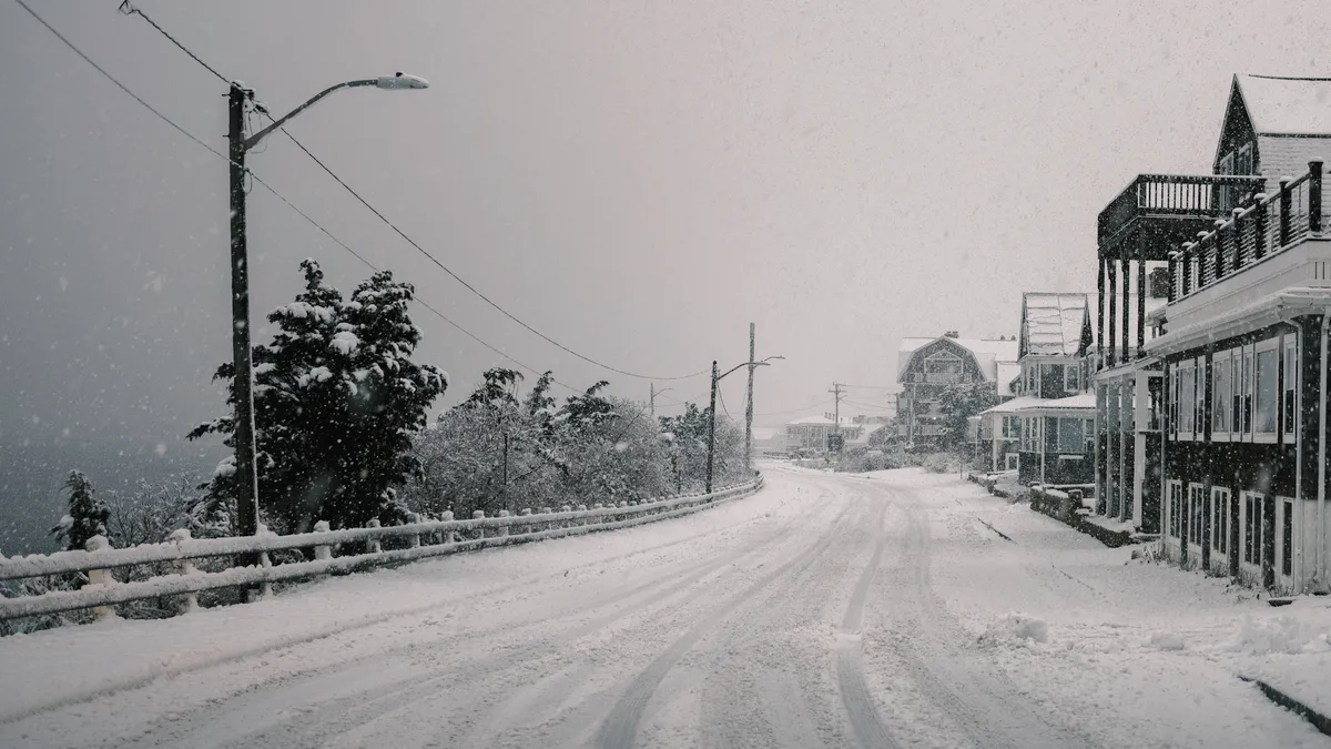 Winter blizzard over the seashore in February on Cape Cod, Massachusetts