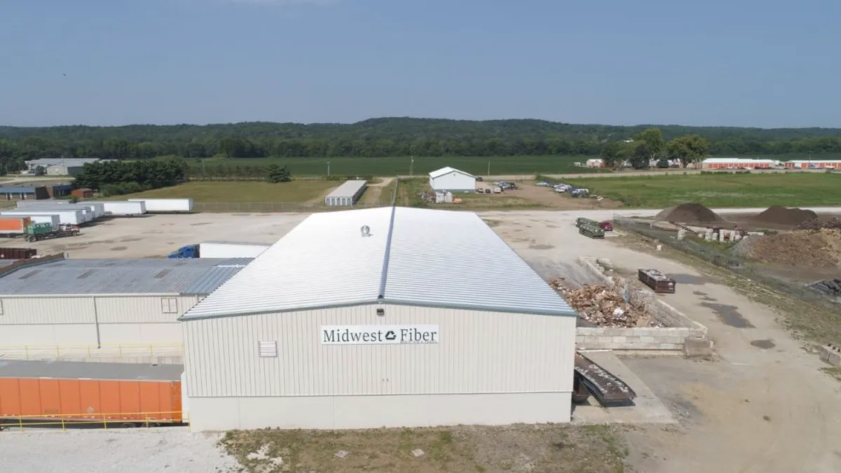 Aerial view of a Midwest Fiber Recycling facility