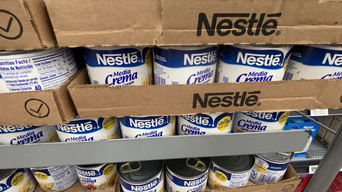 Cans of Nestle products