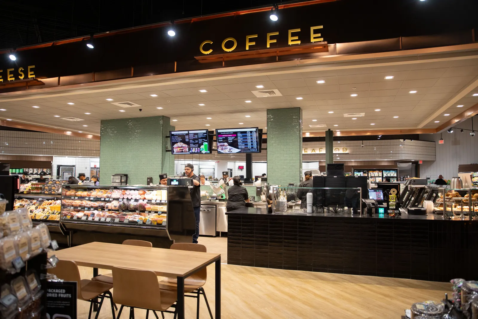 The Fresh Market's in-store coffee bar with indoor seating