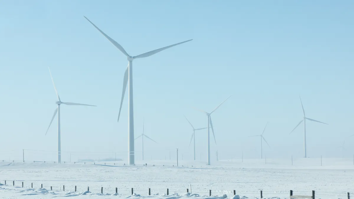 Wind farm in winter.