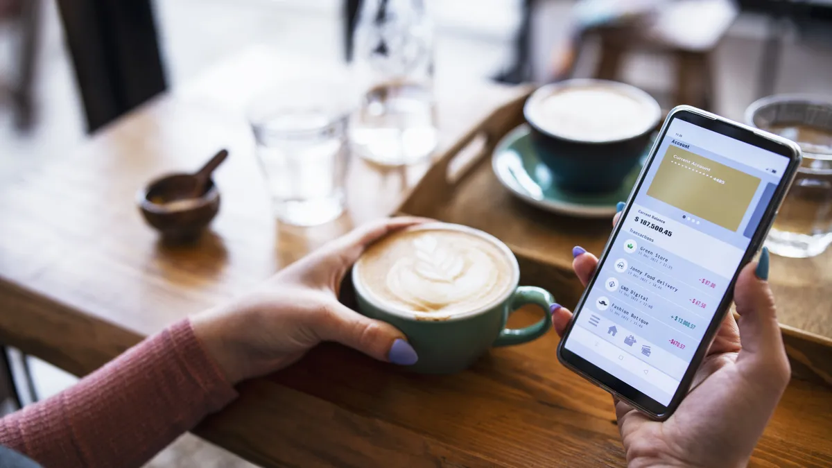 Young woman doing digital banking