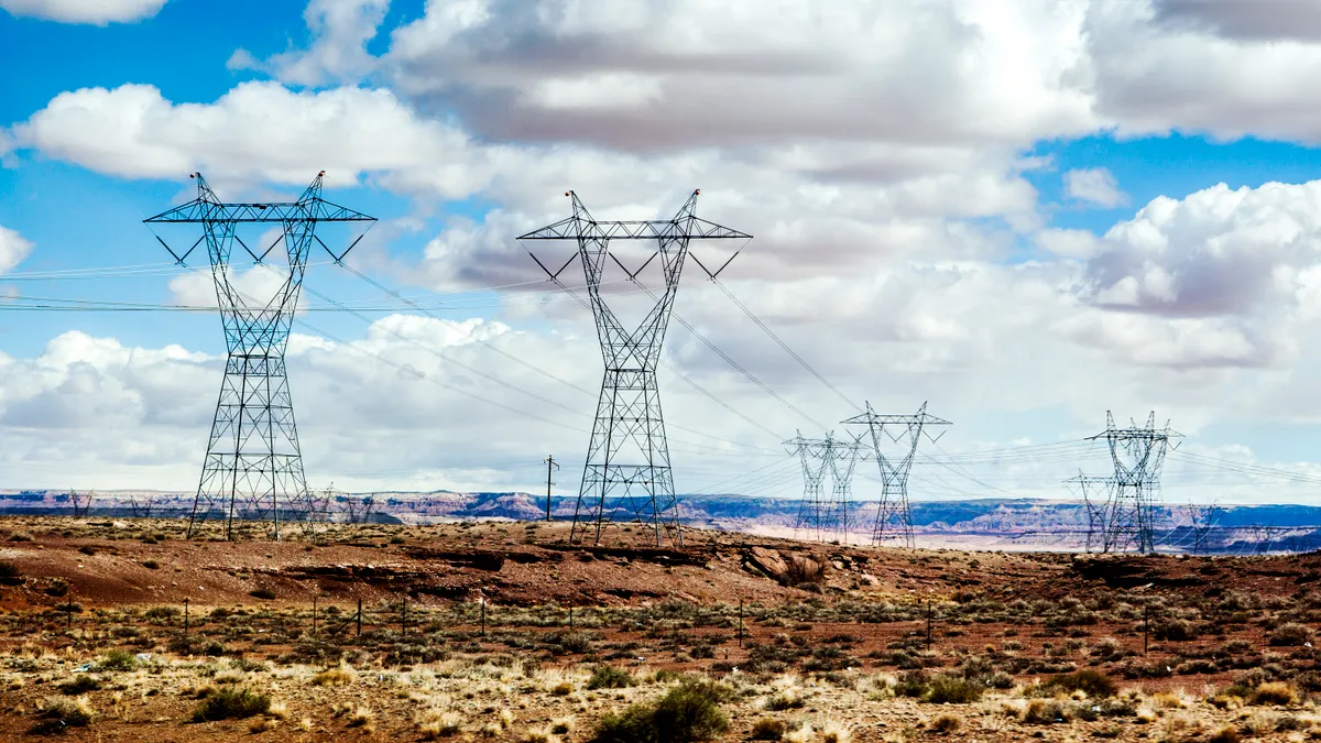 Electricity pylons in the Sonoran desert.