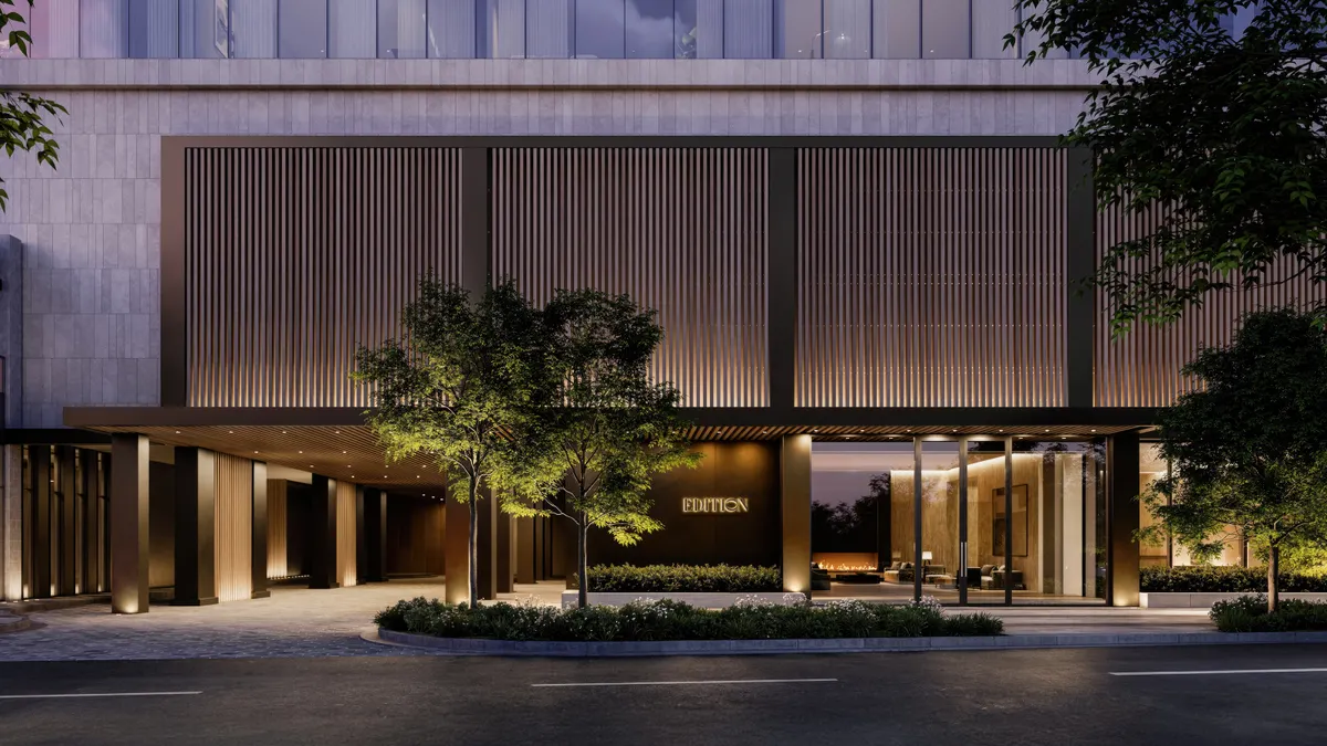 outside of hotel at night