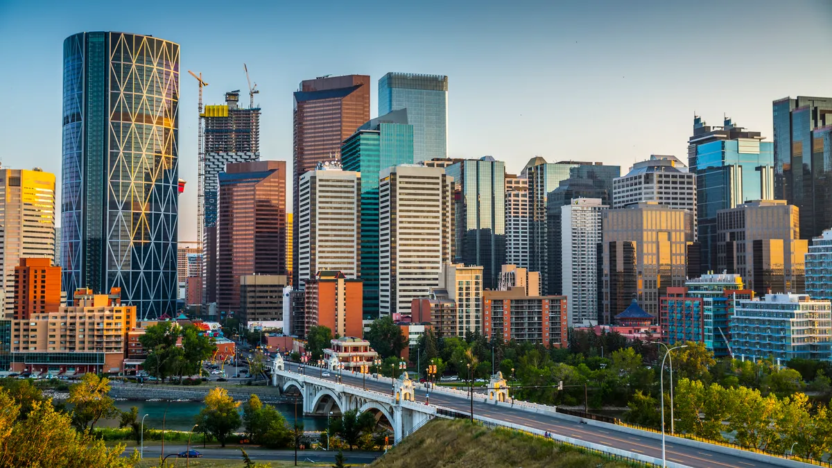 Calgary's skyline with skyscrapers and office buildings