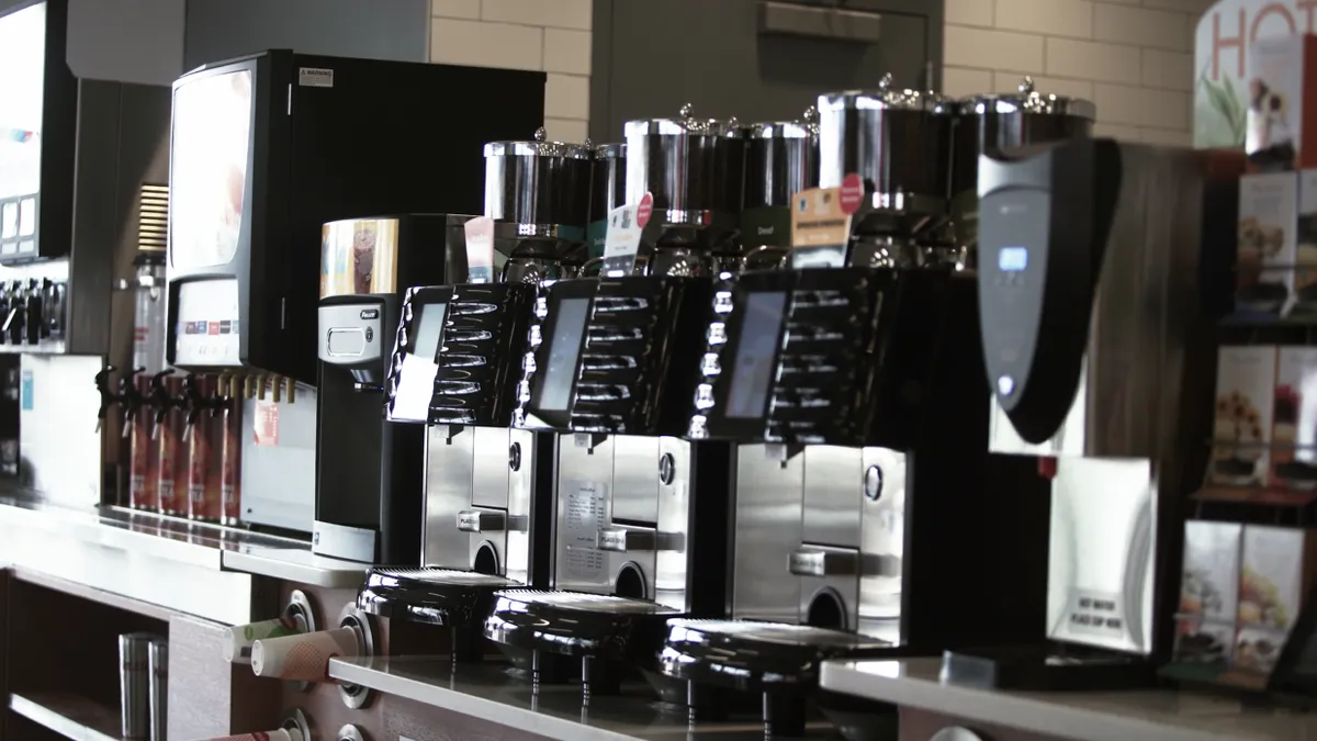 A photo of the coffee area inside a Kum & Go.