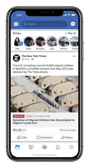 Facebook Breaking News tag