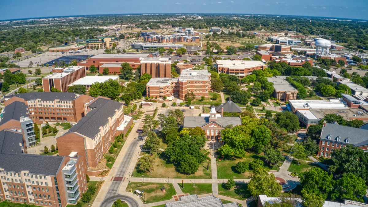 An aerial view of Wichita State University