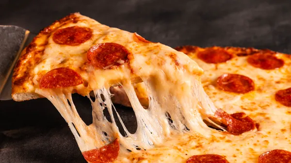 A photo of a pepperoni pizza from McLane Company's Prendisimo line.