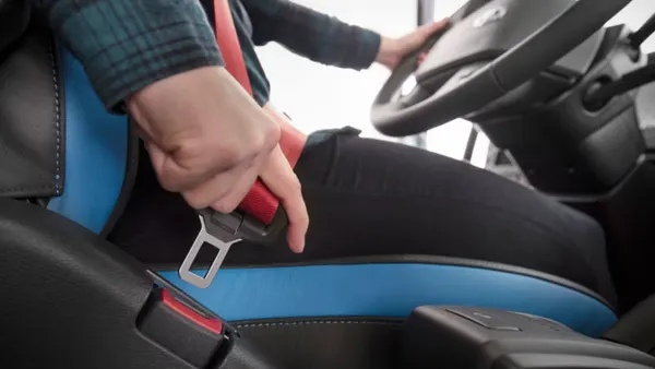 Truck driver seat belt Volvo truck
