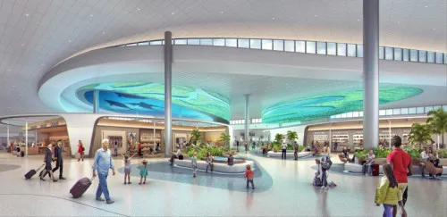 A rendering of the interior of the new Airside D at Tampa International Airport.