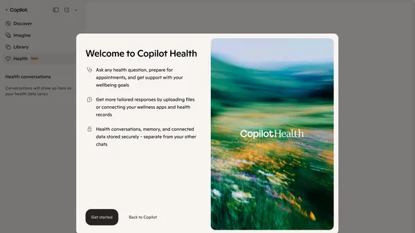 A screenshot of the Copilot Health introduction page.