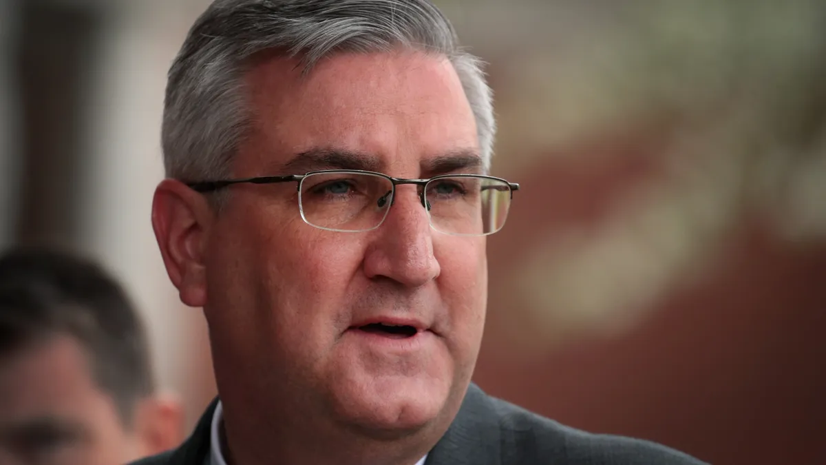 A close-up shot of Gov. Eric Holcomb.