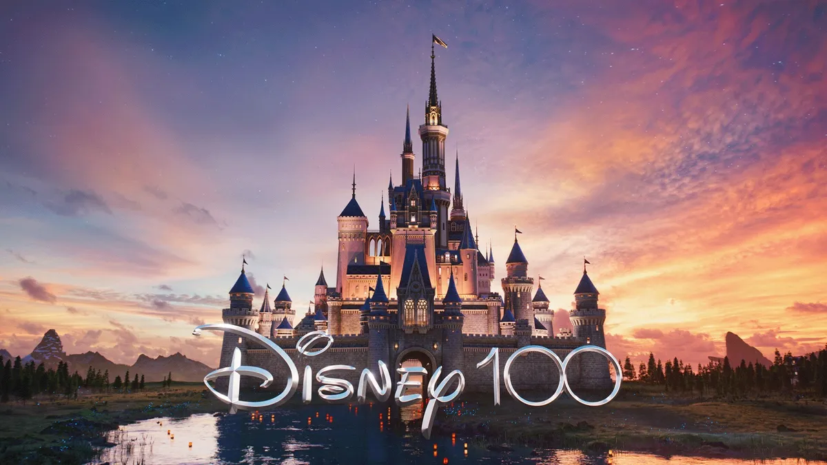 The Disney100 logo celebrating the company's 100th anniversary.