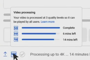 YouTube upload indicators