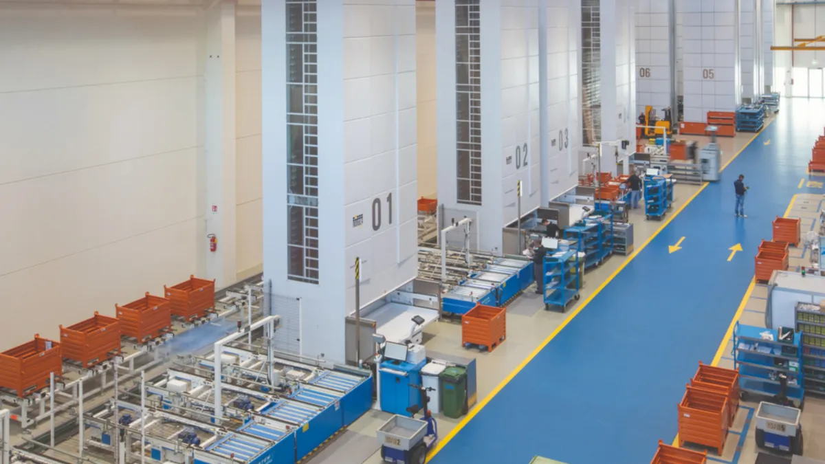 Automated storage units in warehouse