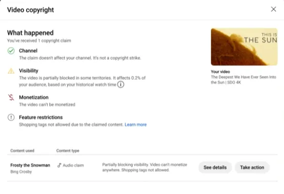 YouTube copyright page