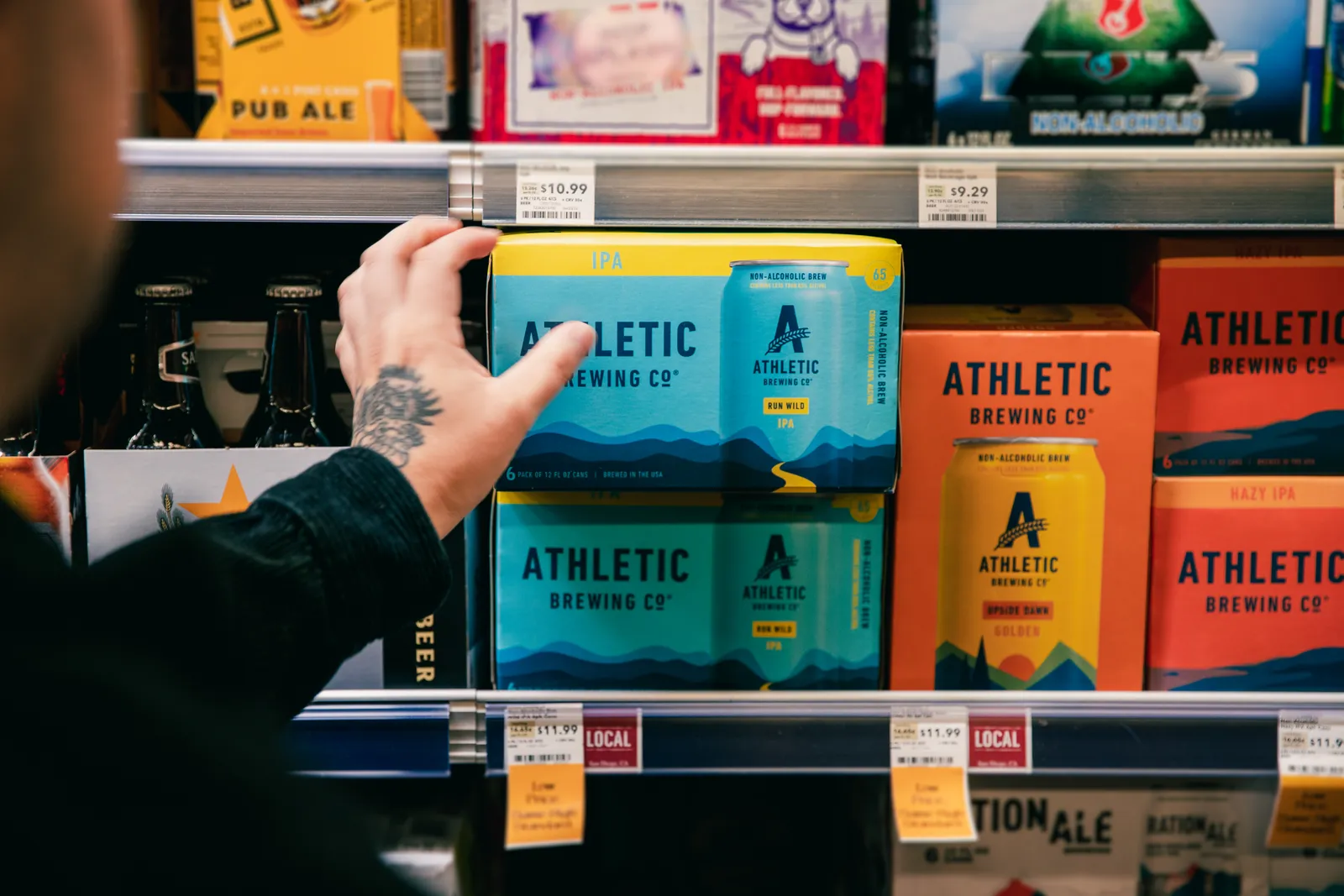 Cans of Athletic&#x27;s non-alcoholic beer.