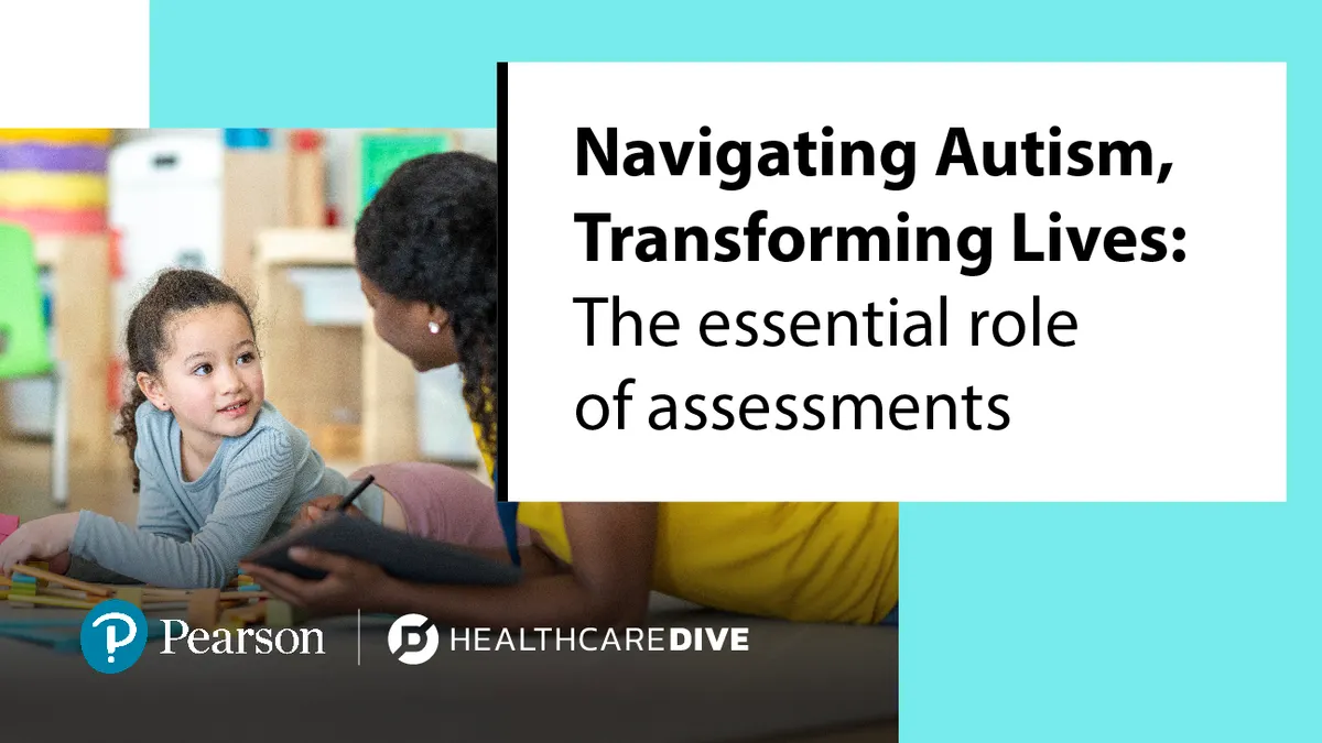 This image depicts the series header image for Pearson's Healthcare Dive podcast series, "Navigating Autism, Transforming Lives: The essential role of assessments"